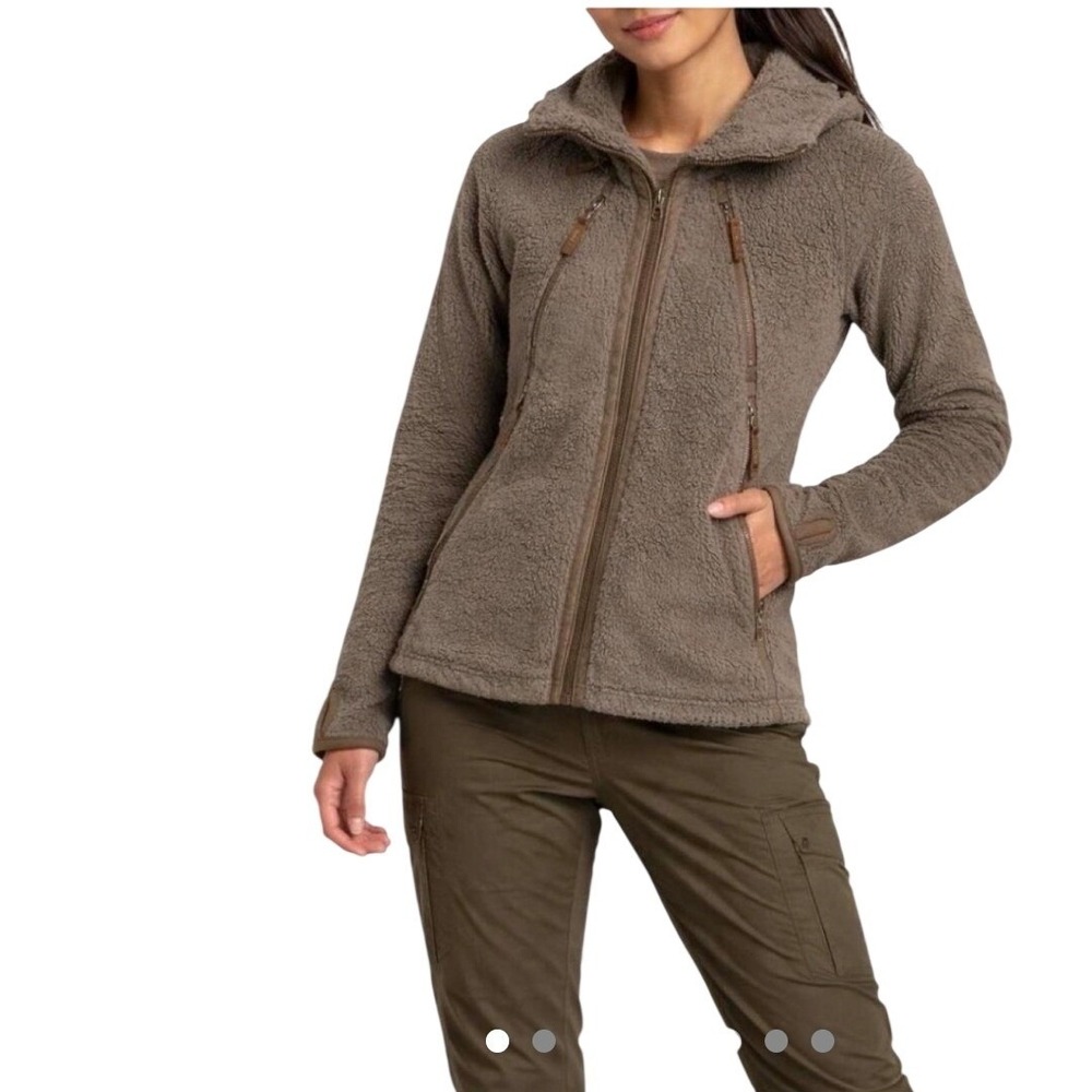 Kuhl Flight Jacket Womens L Brown High Pile Fleece Full Zip Hooded Coat
Outdoor